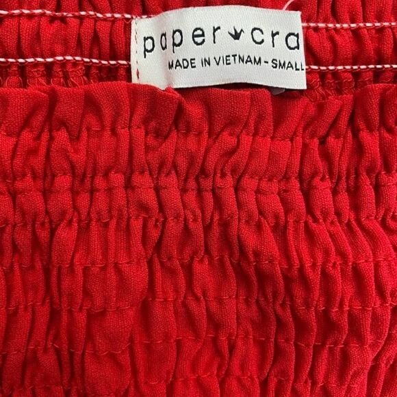 𝅺paper Crane Red Tank Smocked Top Size Small‎ New - Picture 4 of 7